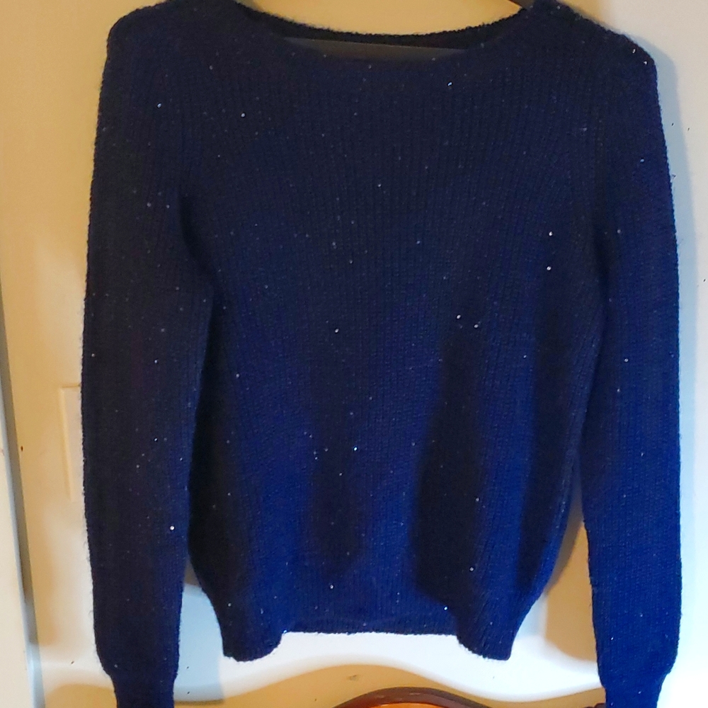 Anne Taylor Navy Blue sequined sweater size S. Great condition, worn maybe twice
